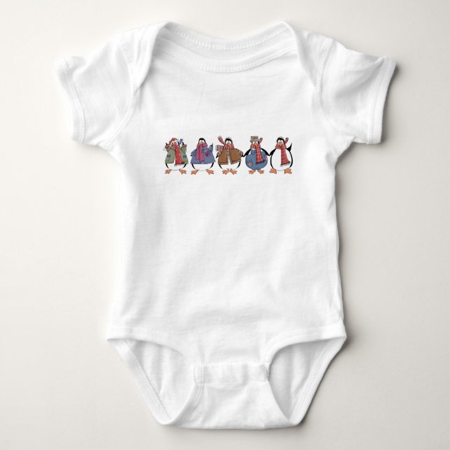 Pinguine Baby Outfit Strampler (Vorderseite)