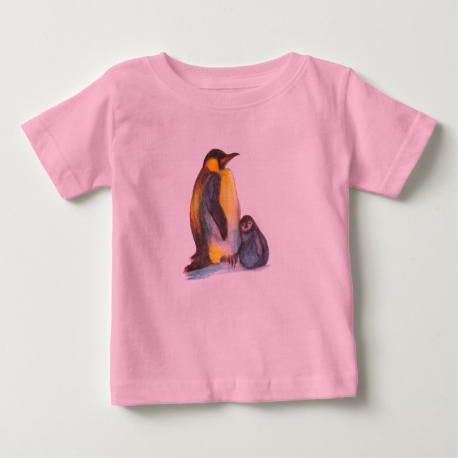 Pinguine Baby Tutu Bodysuit, rosa T-shirt (Vorderseite)