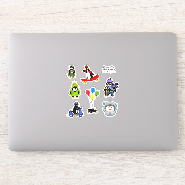 Pinguine bei Play Custom-Cut Vinyl Sticker (Computer)