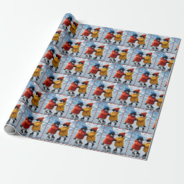 Pinguine beim Eislaufen Geschenkpapier