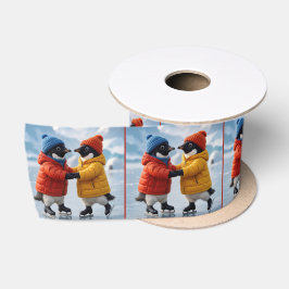 Pinguine beim Eislaufen Satinband