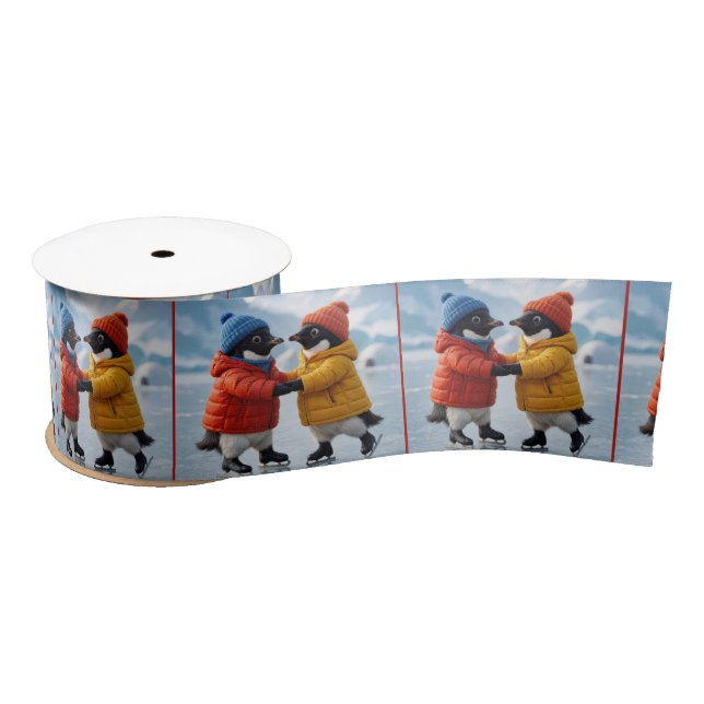 Pinguine beim Eislaufen  Satinband (Spule)