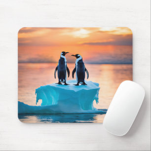 Pinguine beim Schmelzen von Eisberg Mousepad