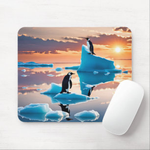 Pinguine beim Schmelzen von Eisbergen Mousepad