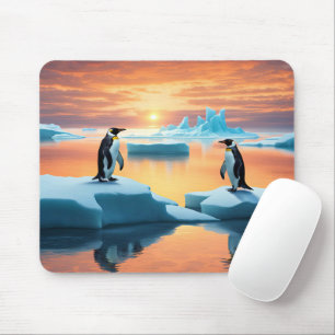 Pinguine beim Schmelzen von Eisbergen Mousepad