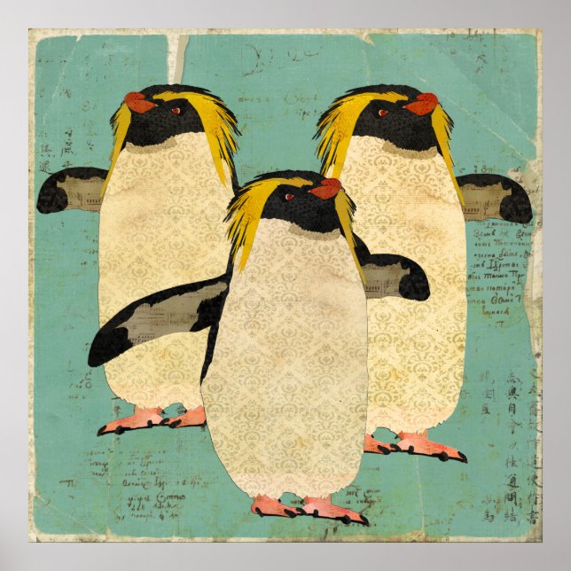 Pinguine Blue Lagoon Art Poster (Vorne)