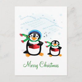 Pinguine Caroling - Deck the Halls Postcard Feiertagspostkarte