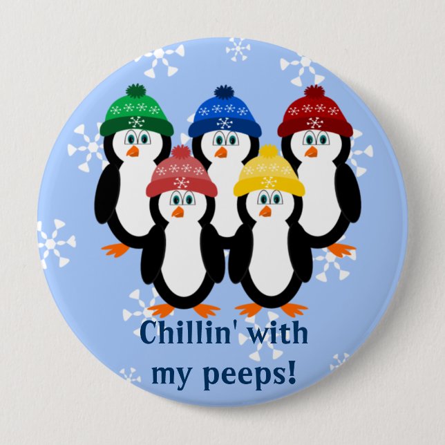 Pinguine Chillin mit meinem Blick-Winter-Knopf Button (Vorderseite)