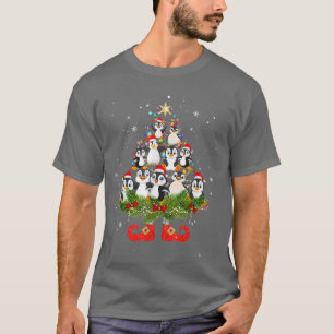Pinguine Christmas Tree Lights Funny Weihnachtsman T-Shirt