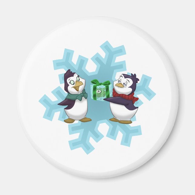 Pinguine "Cooles Weihnachten" Magnet (Vorne)