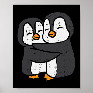 Pinguine Couple Hug Niedlich Männer Jungen Mädchen Poster
