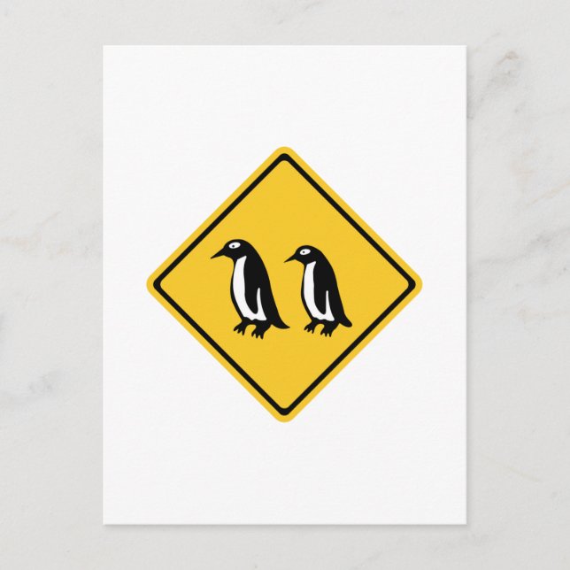 Pinguine Crossing, Traffic Sign, Neuseeland Postkarte (Vorderseite)