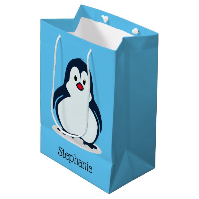 Pinguine Design Geschenktasche Mittlere Geschenktüte (Vorderseite Schrägansicht)