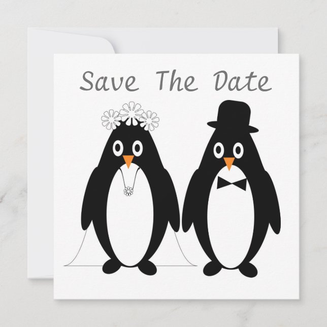 Pinguine Design Save the Date Einladung Hochzeitsf (Vorderseite)