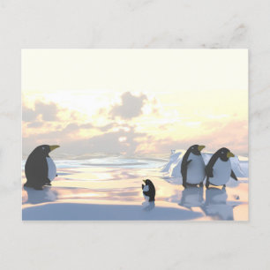 Pinguine, die auf einer Eisscholle abkühlen Feiertagspostkarte