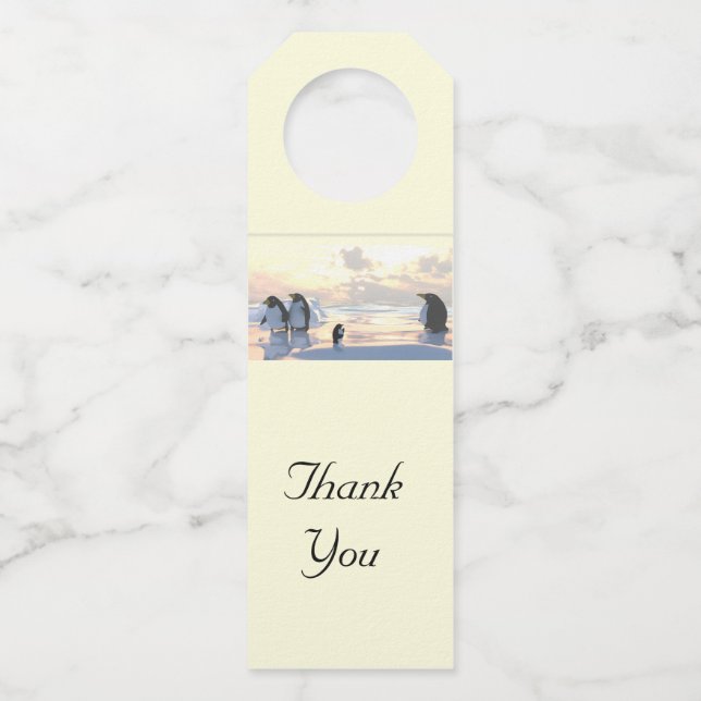 Pinguine, die auf einer Eisscholle abkühlen Flaschenanhänger (Vorderseite)