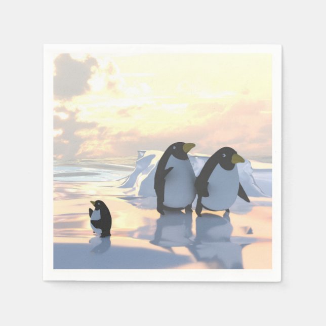 Pinguine, die auf einer Eisscholle abkühlen Serviette (Vorderseite)