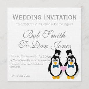 Pinguine, die Einladung (Mr&Mr, Wedding sind)