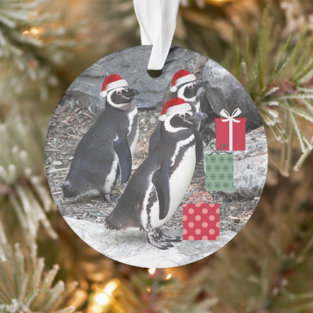 Pinguine, die Weihnachtsmannmützen Urlaub machen Ornament (Baum)