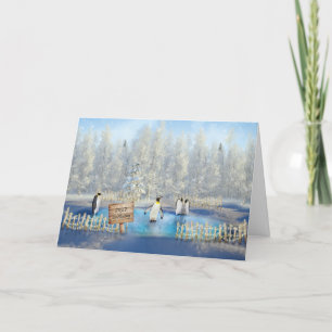 Pinguine Eis Skaten Weihnachtskarte Feiertagskarte