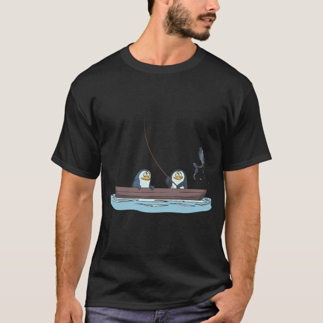 Pinguine fischen auf dem Boot T-Shirt (Vorderseite)