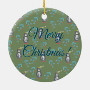 Pinguine Frohe Weihnachtsferien Stimmung Keramik Ornament