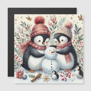 Pinguine Gebäude A Snowman Magnetkarte