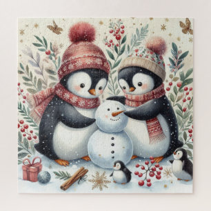 Pinguine Gebäude A Snowman Puzzle