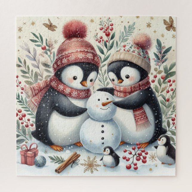Pinguine Gebäude A Snowman Puzzle (Vertikal)