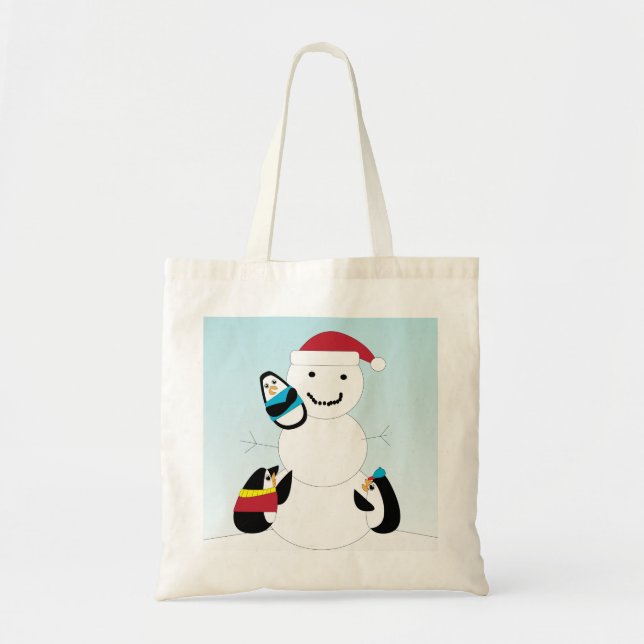 Pinguine Gebäude eine Snowman-Tasche Tragetasche (Vorne)