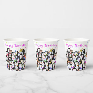 Pinguine Geburtstagsparteierpapierkopien - Benutze Pappbecher
