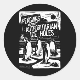 Pinguine gegen autoritäre Eis halten das Anti-Trum Runder Aufkleber