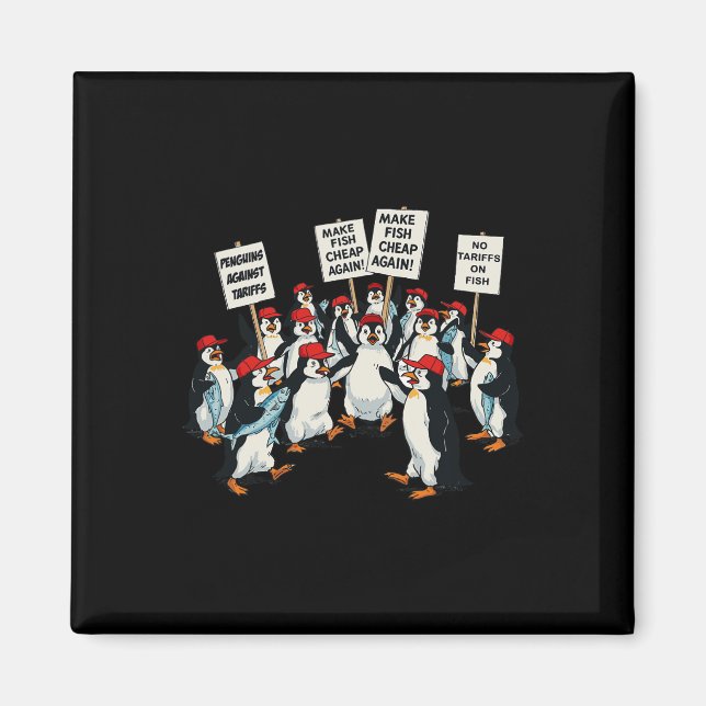 Pinguine gegen Tariff Funny Pinguin Antizoll Magnet (Vorne)