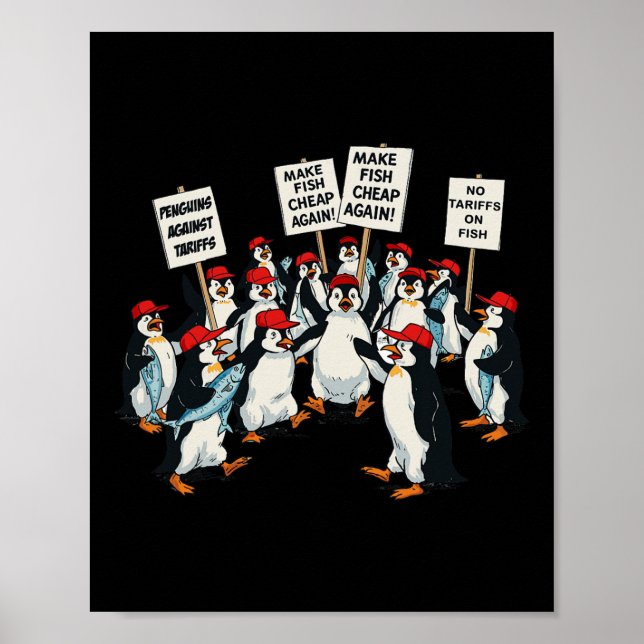 Pinguine gegen Tariff Funny Pinguin Antizoll Poster (Vorne)