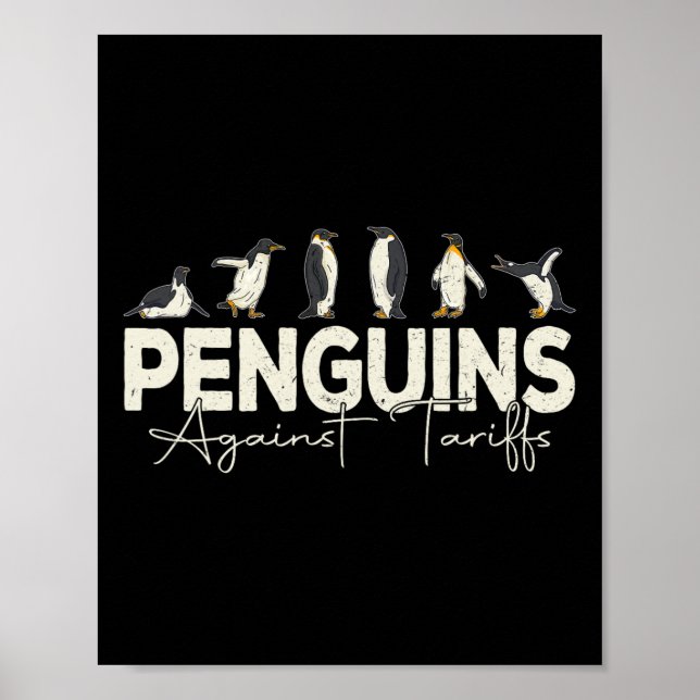 Pinguine gegen Zölle Funny Animal Retro Resist Poster (Vorne)