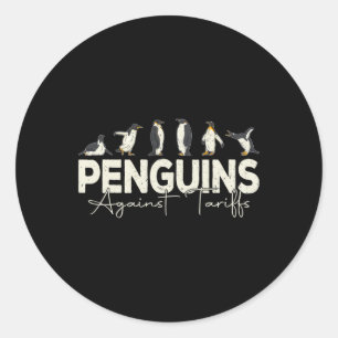 Pinguine gegen Zölle Lustiges Tier Retro Widerstan Runder Aufkleber