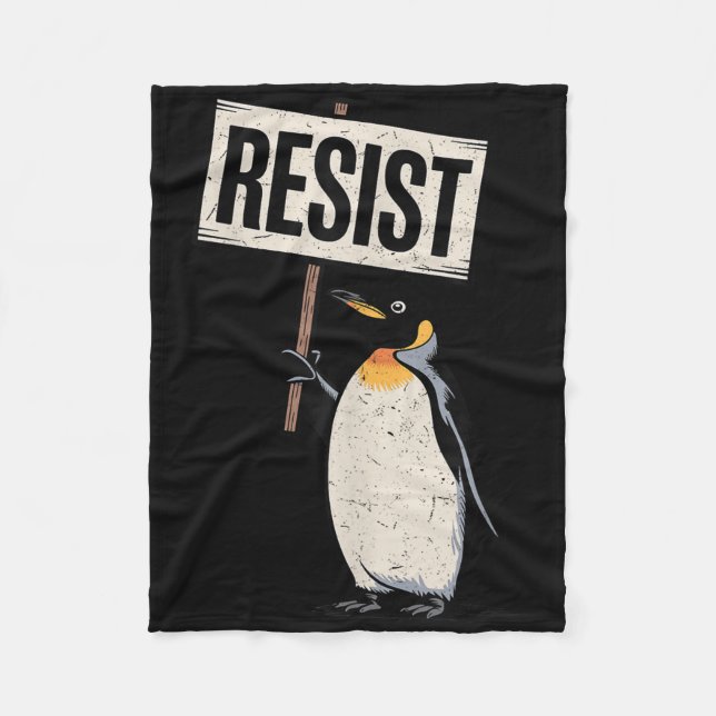 Pinguine gegen Zölle Pinguin-Protest Widerstehen  Fleecedecke (Vorderseite)
