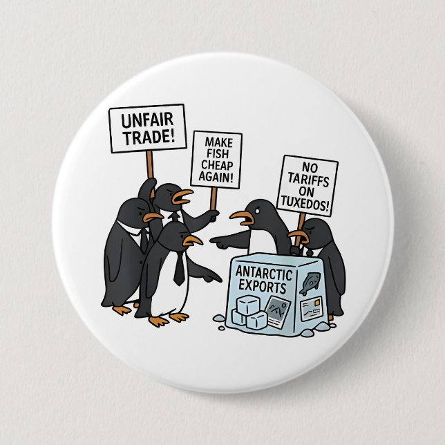 Pinguine gegen Zölle und Trump Button (Vorderseite)