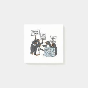 Pinguine gegen Zölle und Trump Post-it Klebezettel