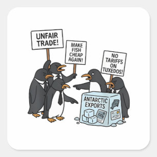 Pinguine gegen Zölle und Trump Quadratischer Aufkleber