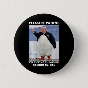Pinguine gegen Zölle und Trumpf-Protesthänder Button
