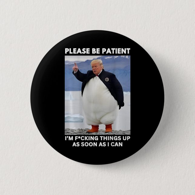 Pinguine gegen Zölle und Trumpf-Protesthänder Button (Vorderseite)