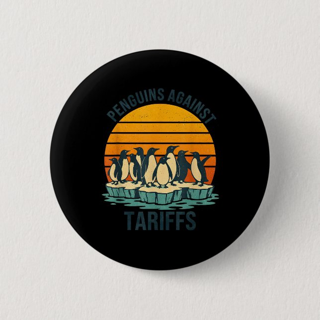 Pinguine gegen Zölle und Zölle Funny Pingui Button (Vorderseite)