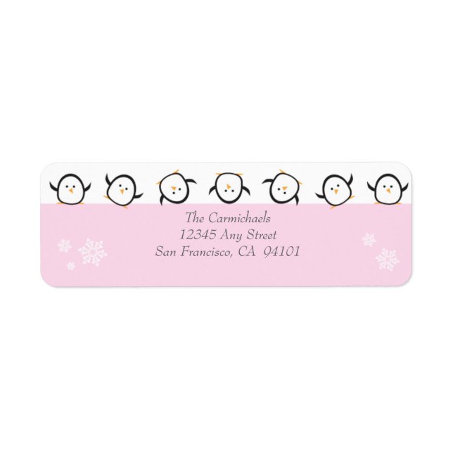 Pinguine Holiday Address Labels (pink) (Vorne)