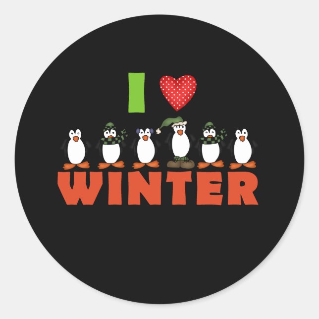 Pinguine I Liebe Winterferien Runder Aufkleber (Vorderseite)
