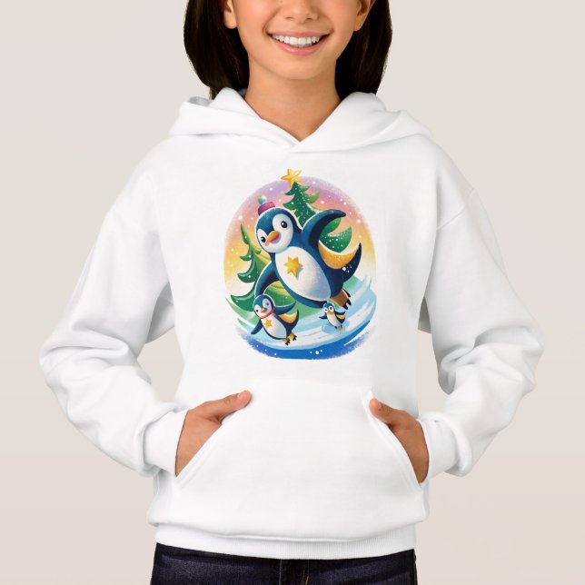 Pinguine Ice Skaten Hoodie (Vorderseite)