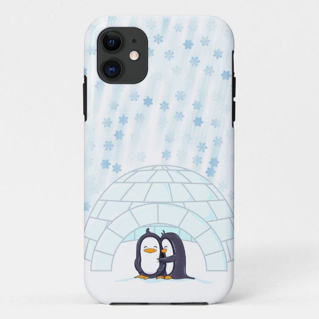 Pinguine im Iglu beim Schneien Case-Mate iPhone Hülle (Rückseite)