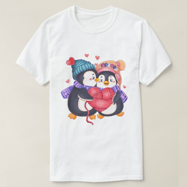 Pinguine im T - Shirt der Liebe (Design vorne)