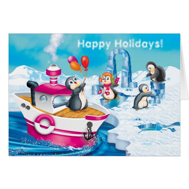 Pinguine in der Antarktis (Vorderseite (Horizontal))