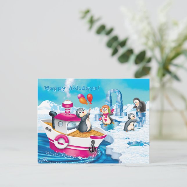 Pinguine in der Antarktis Postkarte (Stehend Vorderseite)
